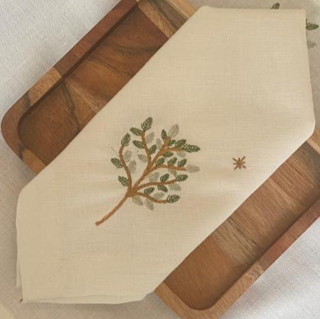 Embroidered Forest Trees Napkin