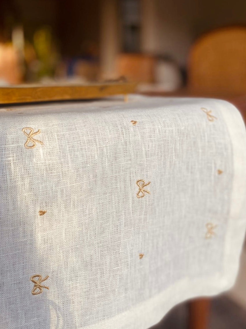 Embroidered Gold Rubans Tablecloth