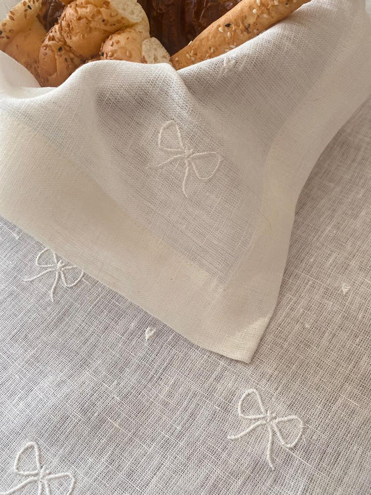 Embroidered Ribbon Bow Napkin