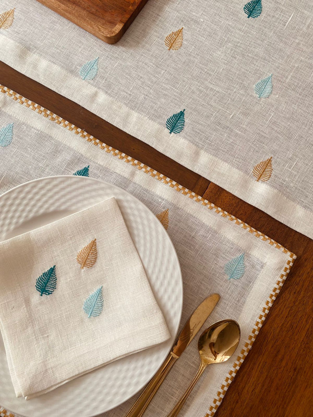 Embroidered Boho Leaf Trees Napkin