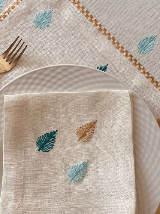 Embroidered Boho Leaf Trees Napkin