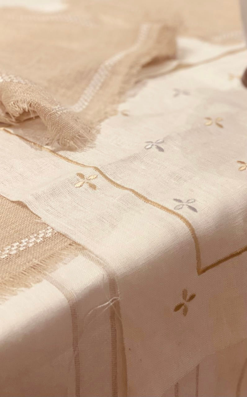 Embroidered Flower Fan Tablecloth