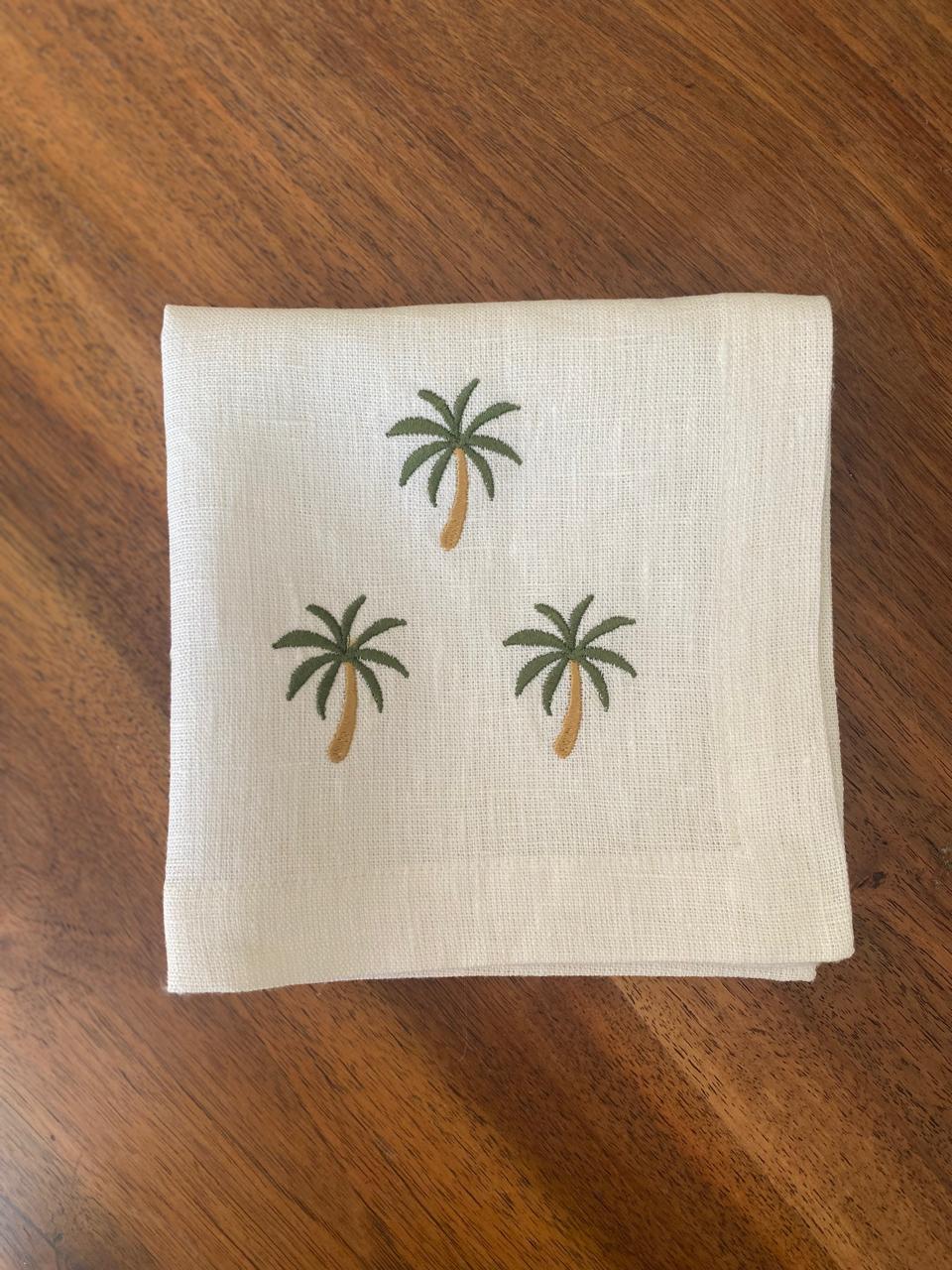 Embroidered Green Palm Tree Napkin