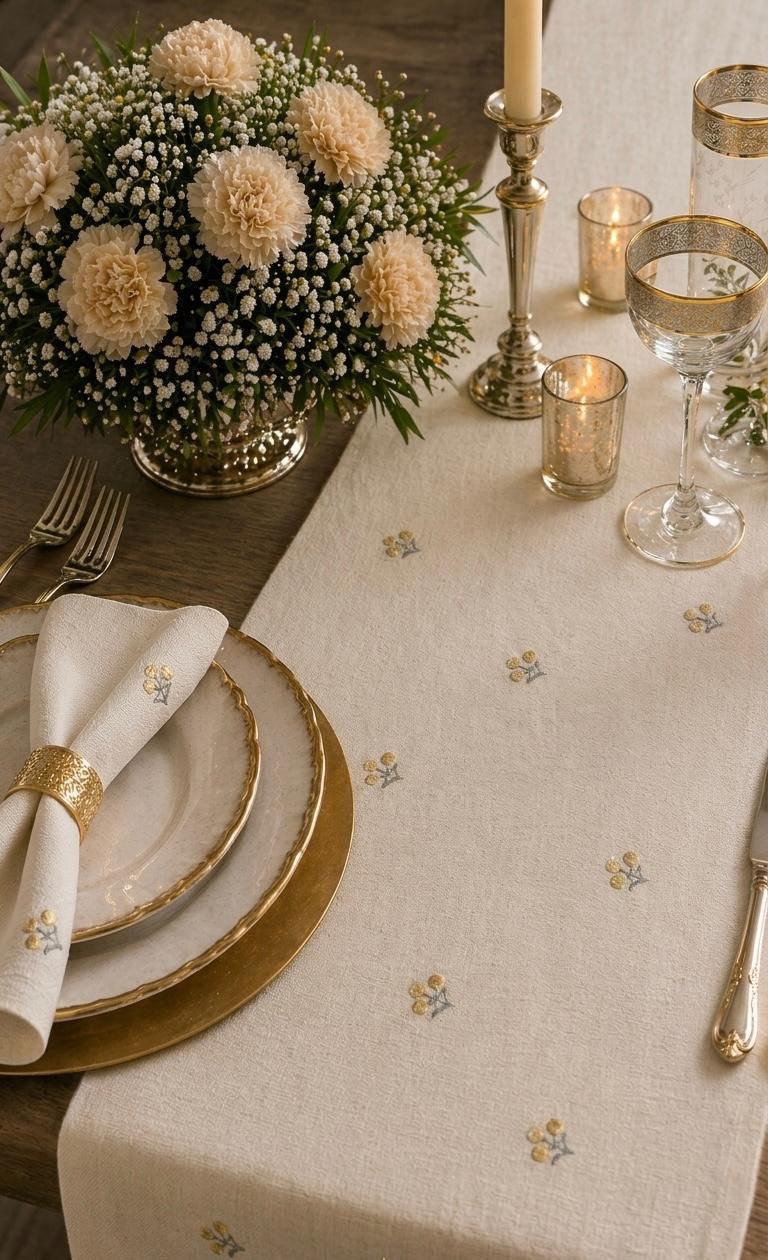 Embroidered Florelle Table Runner