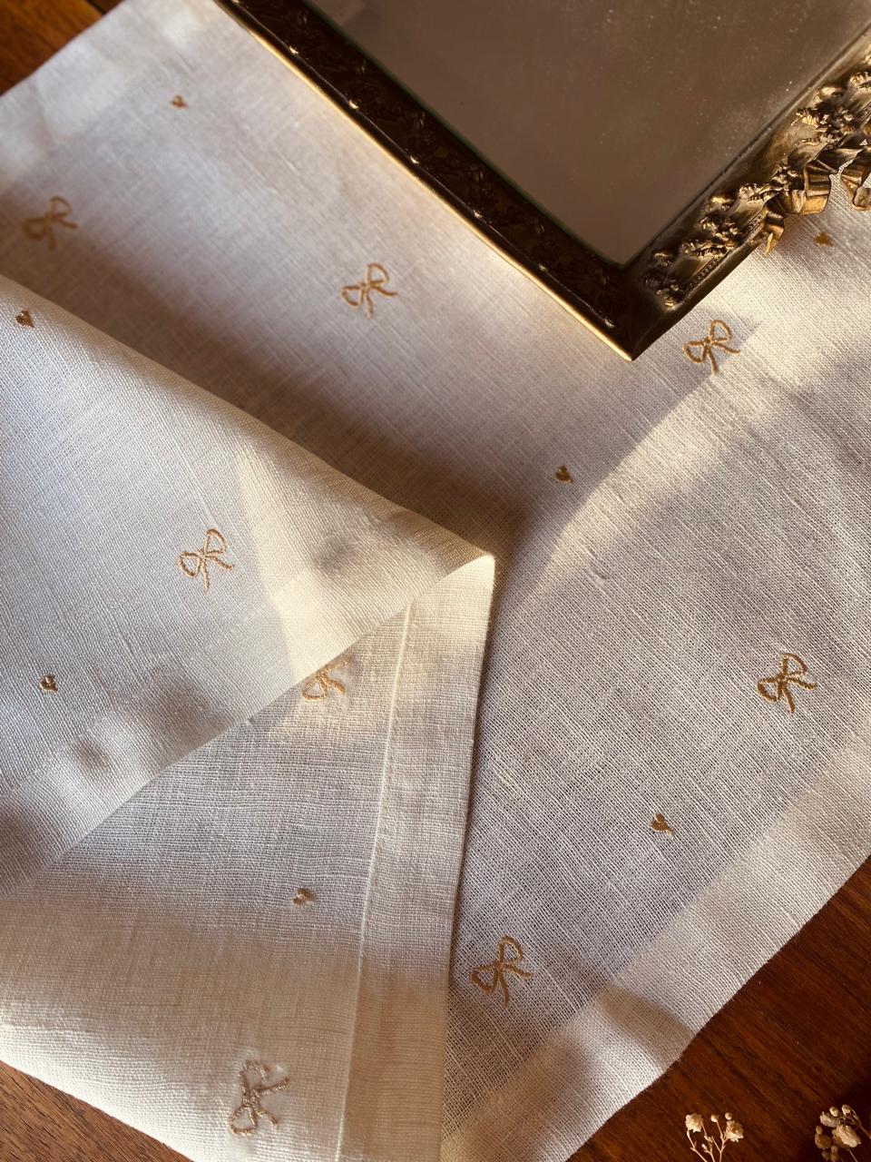 Embroidered Gold Rubans Table Runner