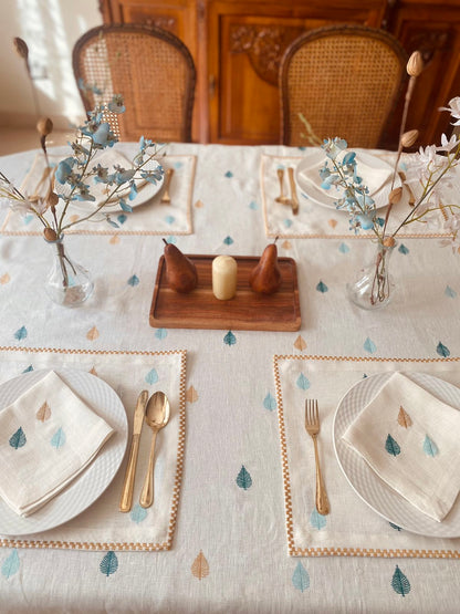 Embroidered Boho Leaf Trees Tablecloth