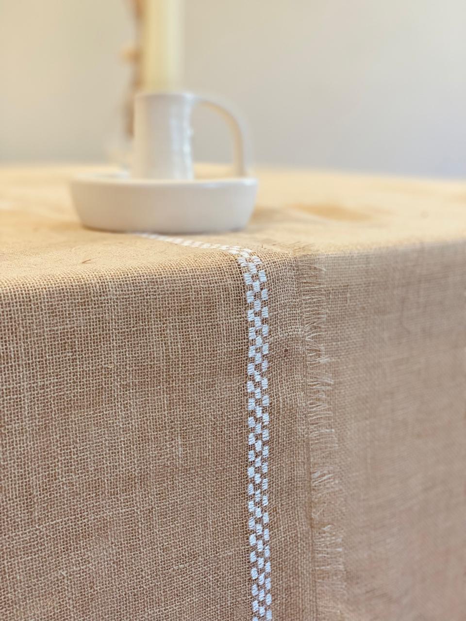 Embroidered French Plaid Tablecloth