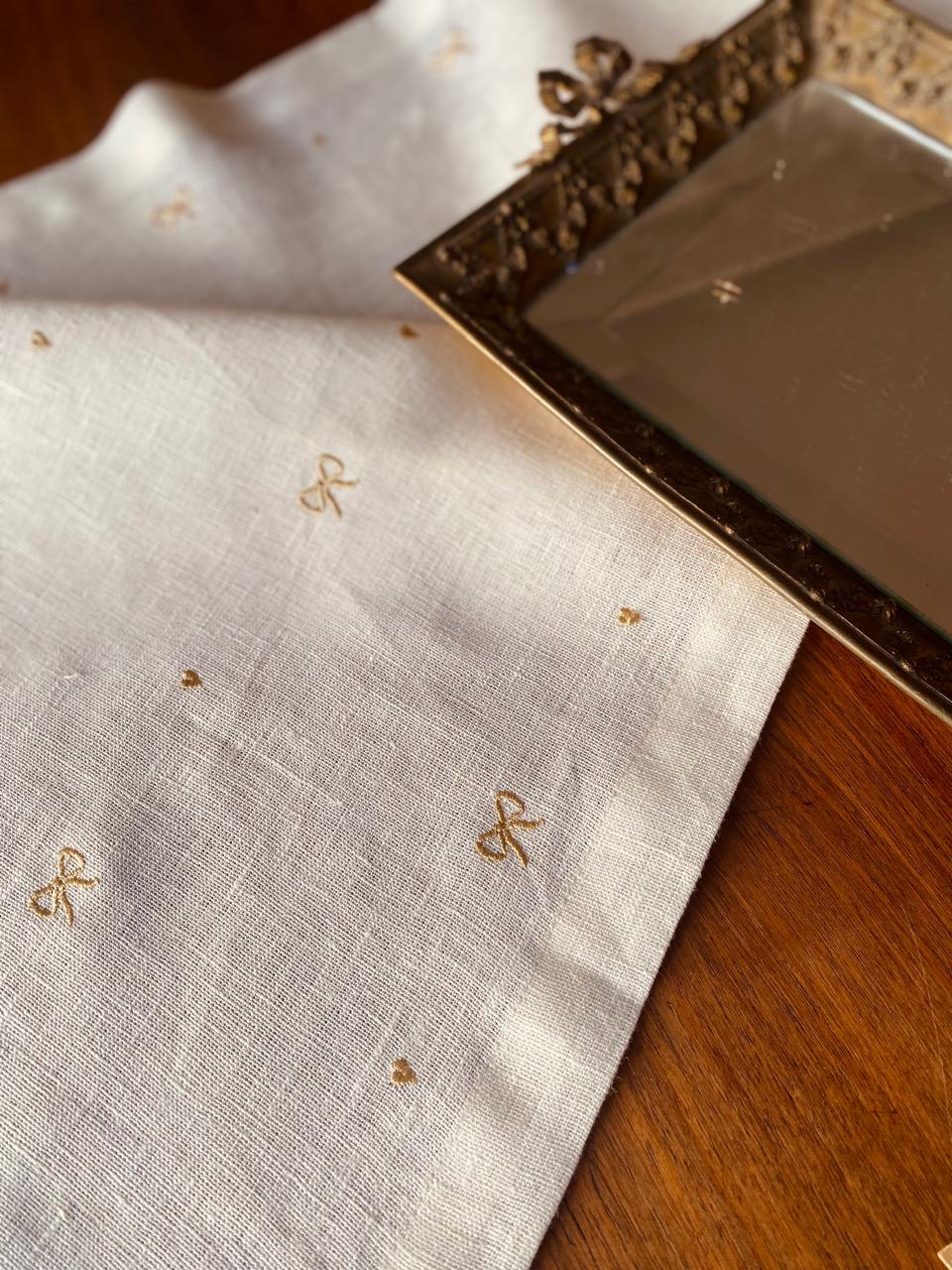 Embroidered Gold Rubans Table Runner