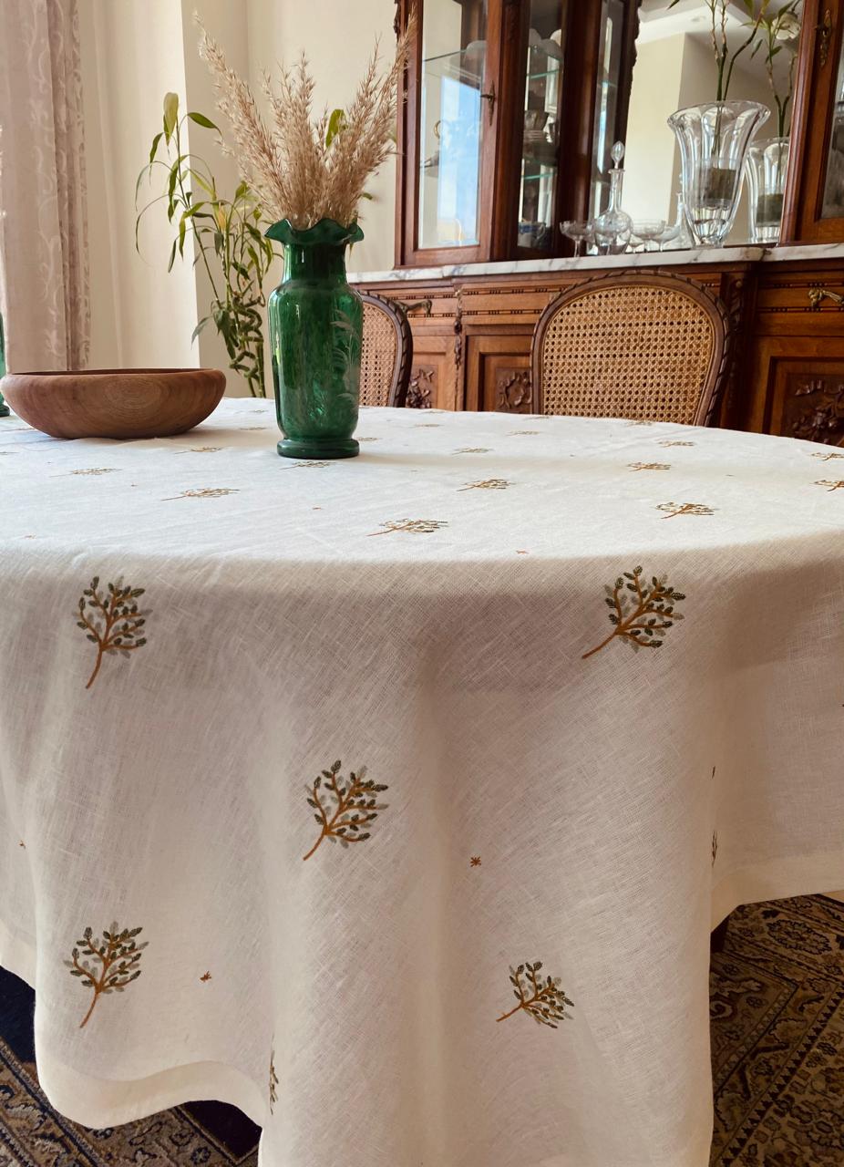 Embroidered Forest Trees Tablecloth