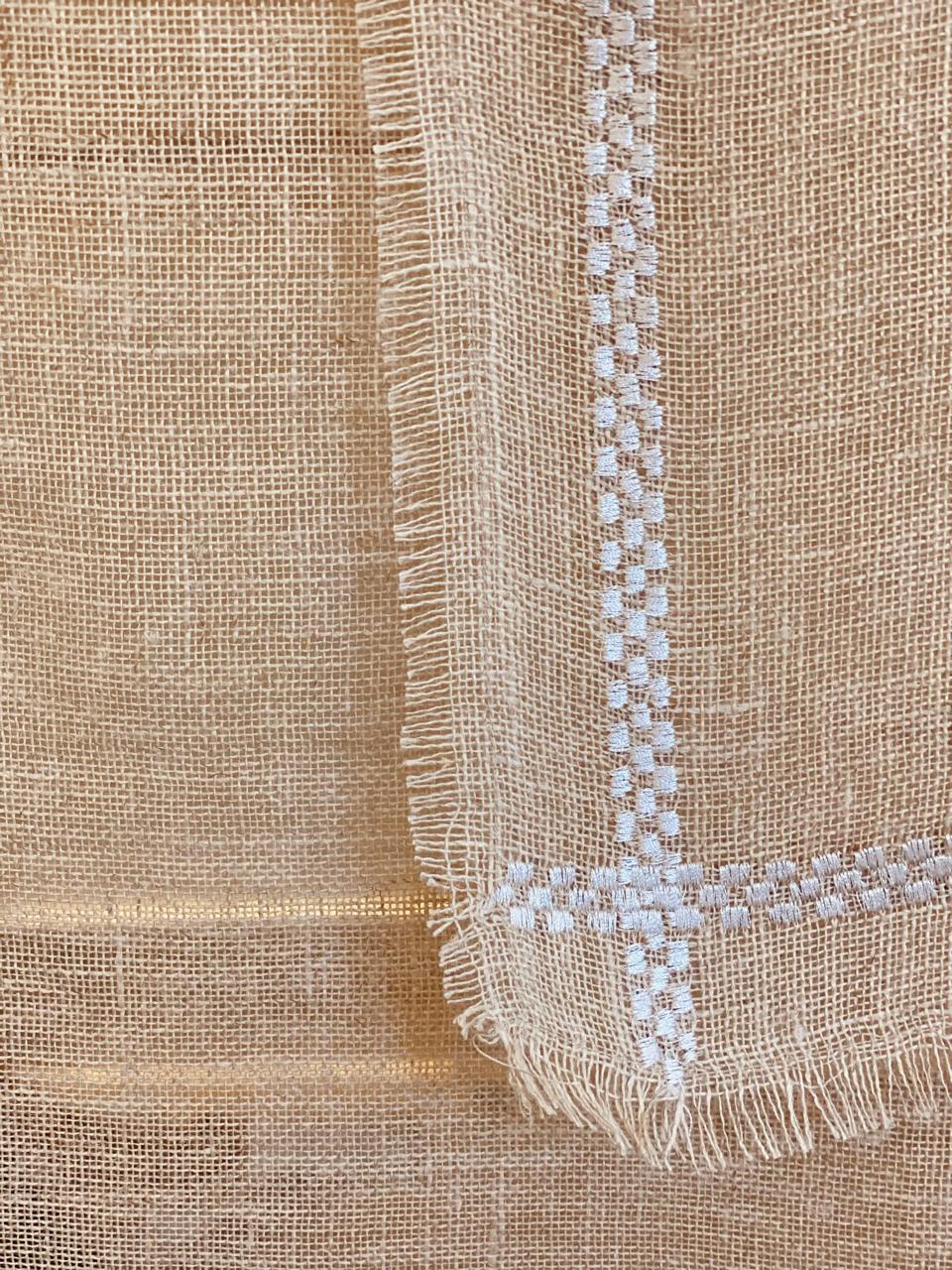 Embroidered French Plaid table runner