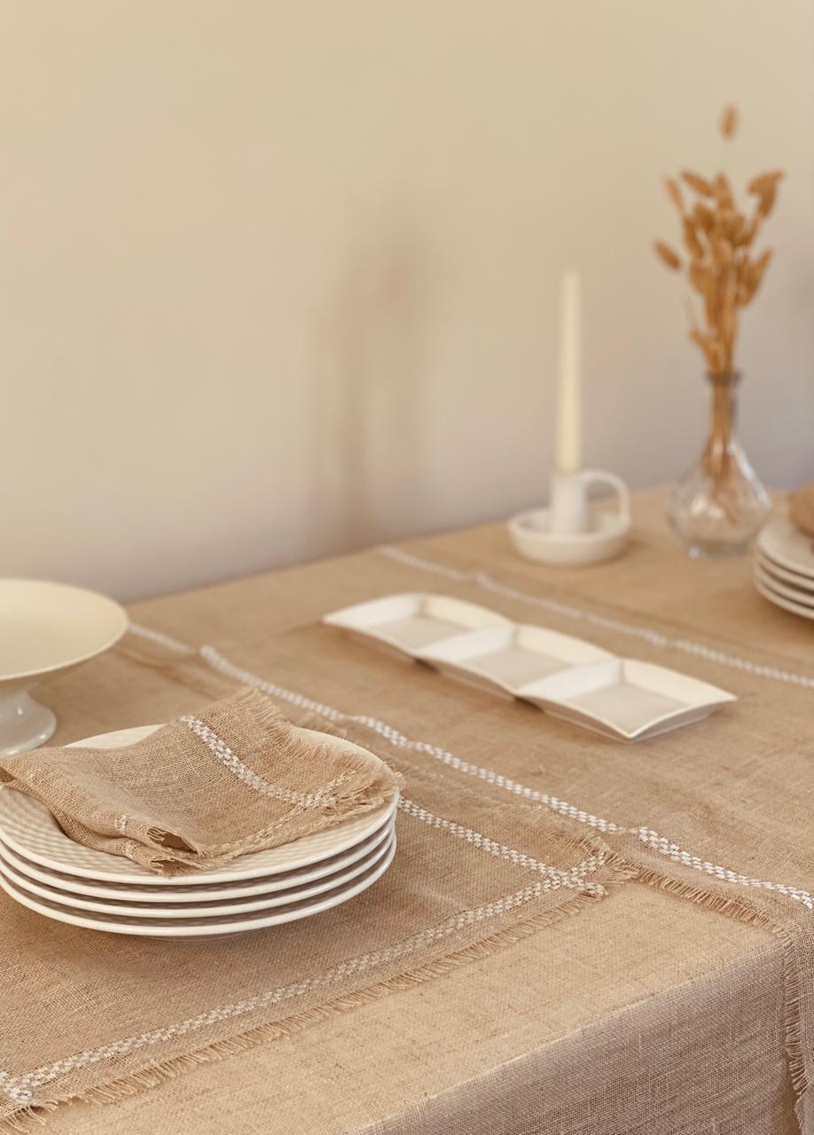 Embroidered French Plaid Tablecloth