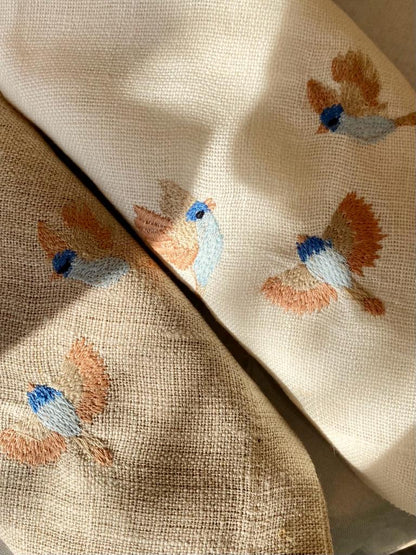 Embroidered Blossom Birds Napkin