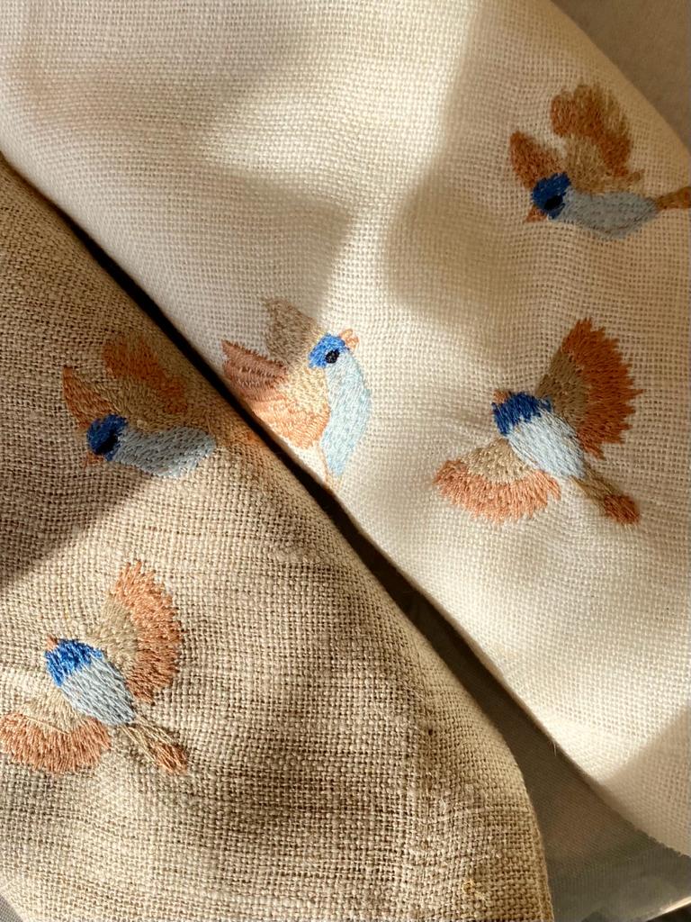 Embroidered Blossom Birds Tablecloth