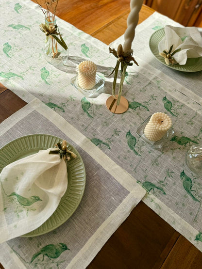 Green Birds Christmas Table Runner