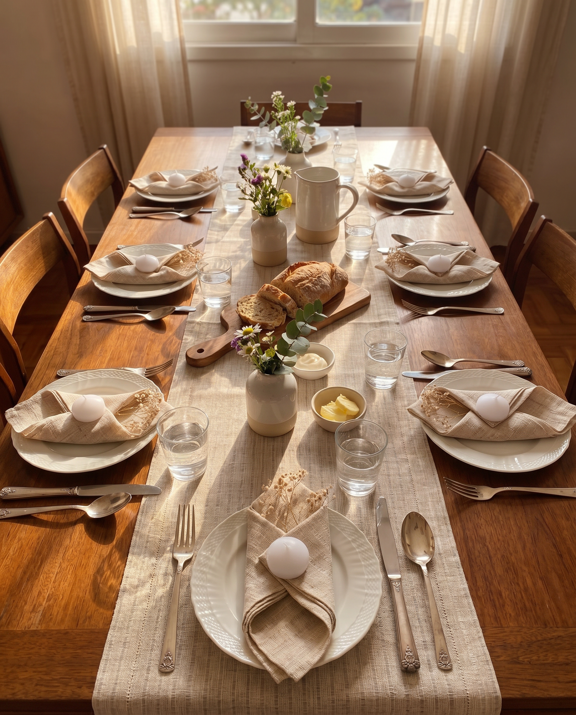 Plain Windowed Stripes Table Runner