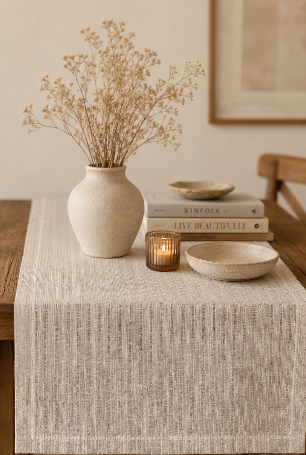 Plain Windowed Stripes Table Runner