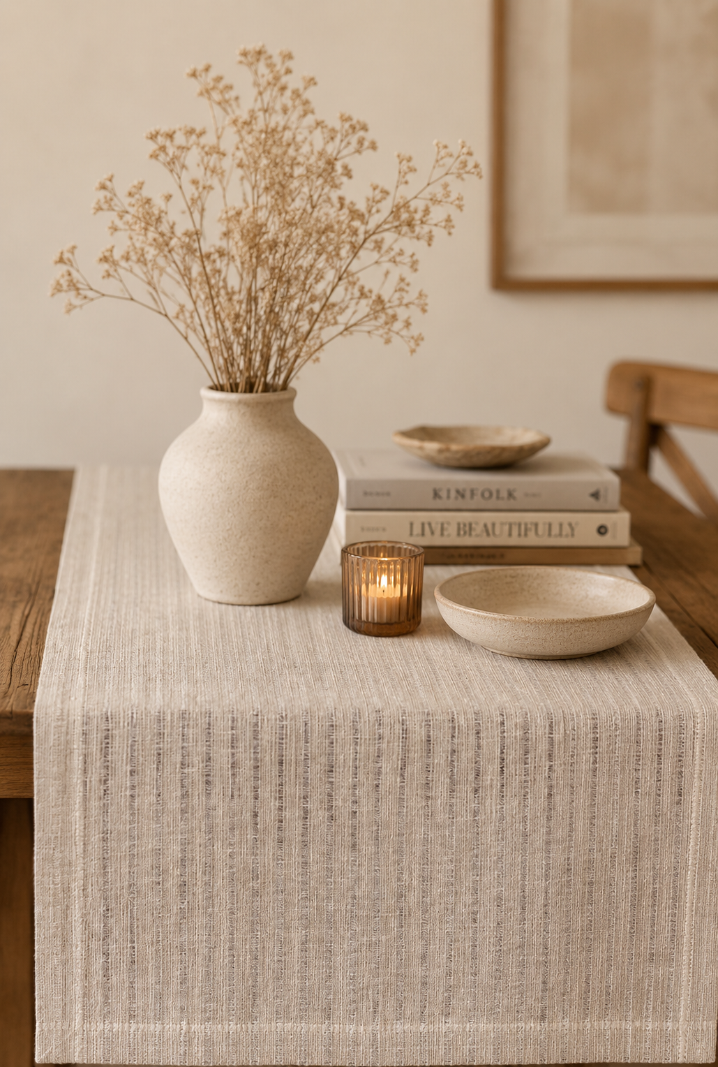 Plain Windowed Stripes Table Runner