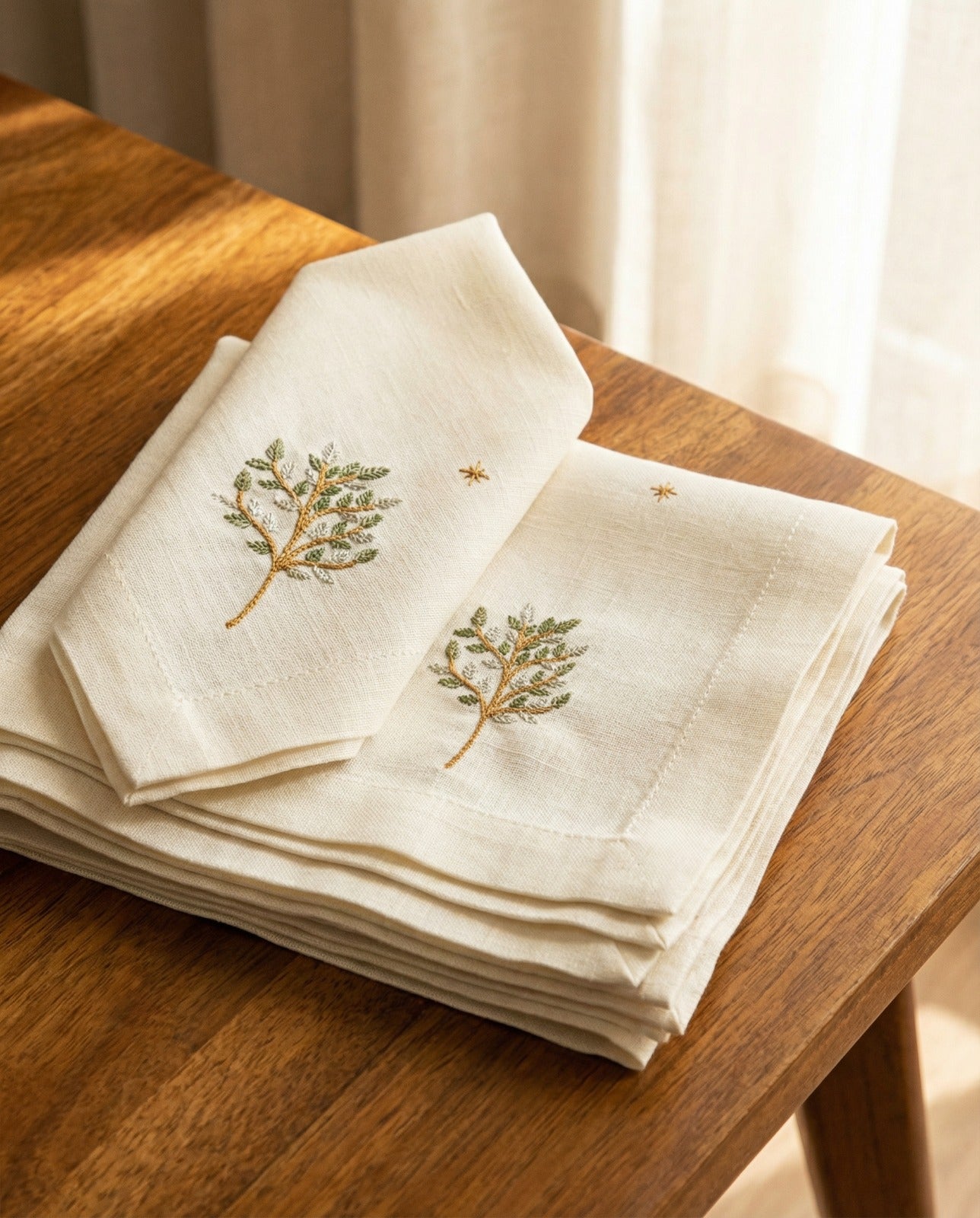 Embroidered Forest Trees Napkin