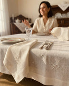 Embroidered Ribbon Bow Tablecloth