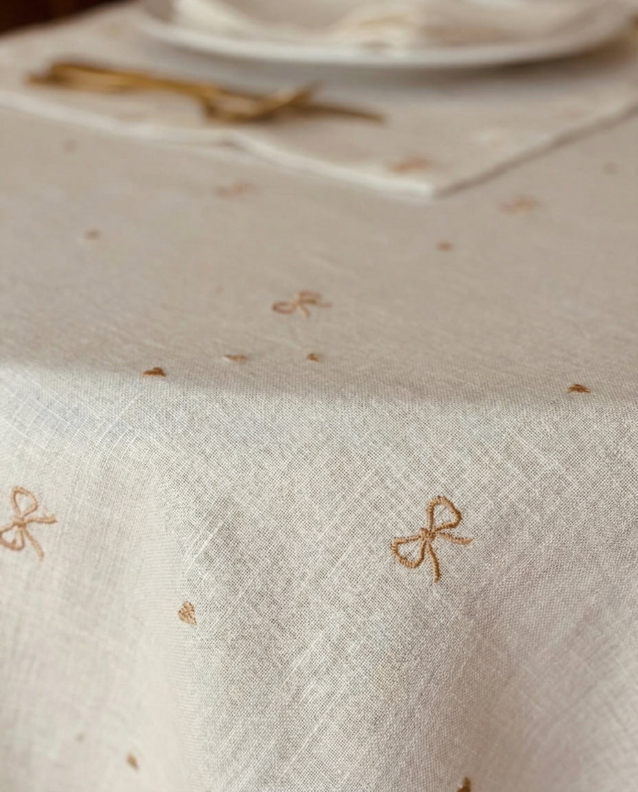Embroidered Gold Rubans Tablecloth