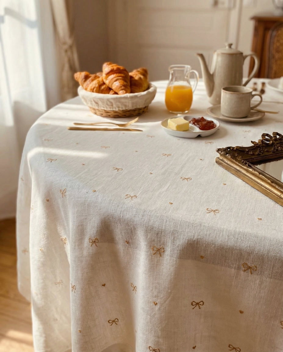 Embroidered Gold Rubans Tablecloth