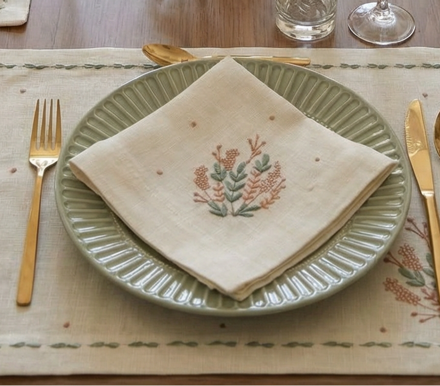 linen napkin with embroidery