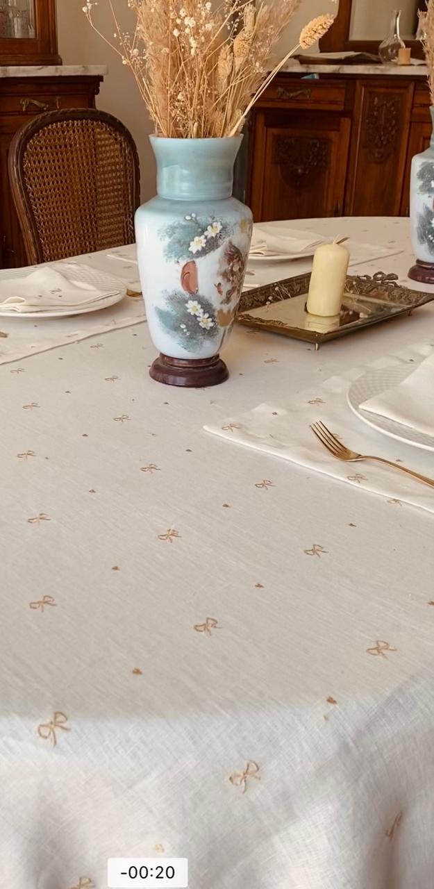 Embroidered Gold Rubans Tablecloth
