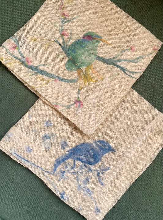 Printed Bleu Blanc Birds Napkin