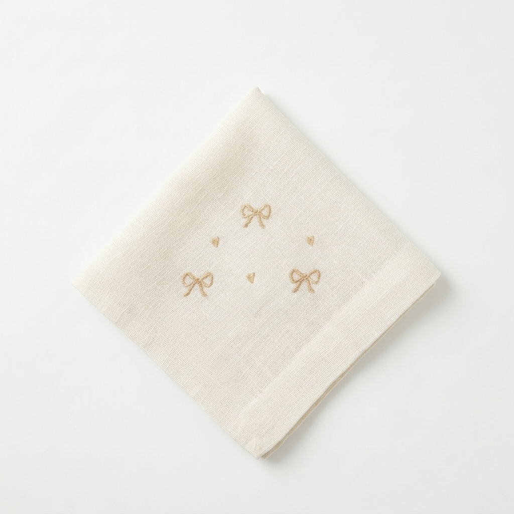 Embroidered Gold Rubans Napkin - Mimi Linens - 100% pure linen for table and dining - Luxury tablecloth -Luxury  table Linens - مفرش سفره - كتان طبيعي - مفارش كتان - home linens