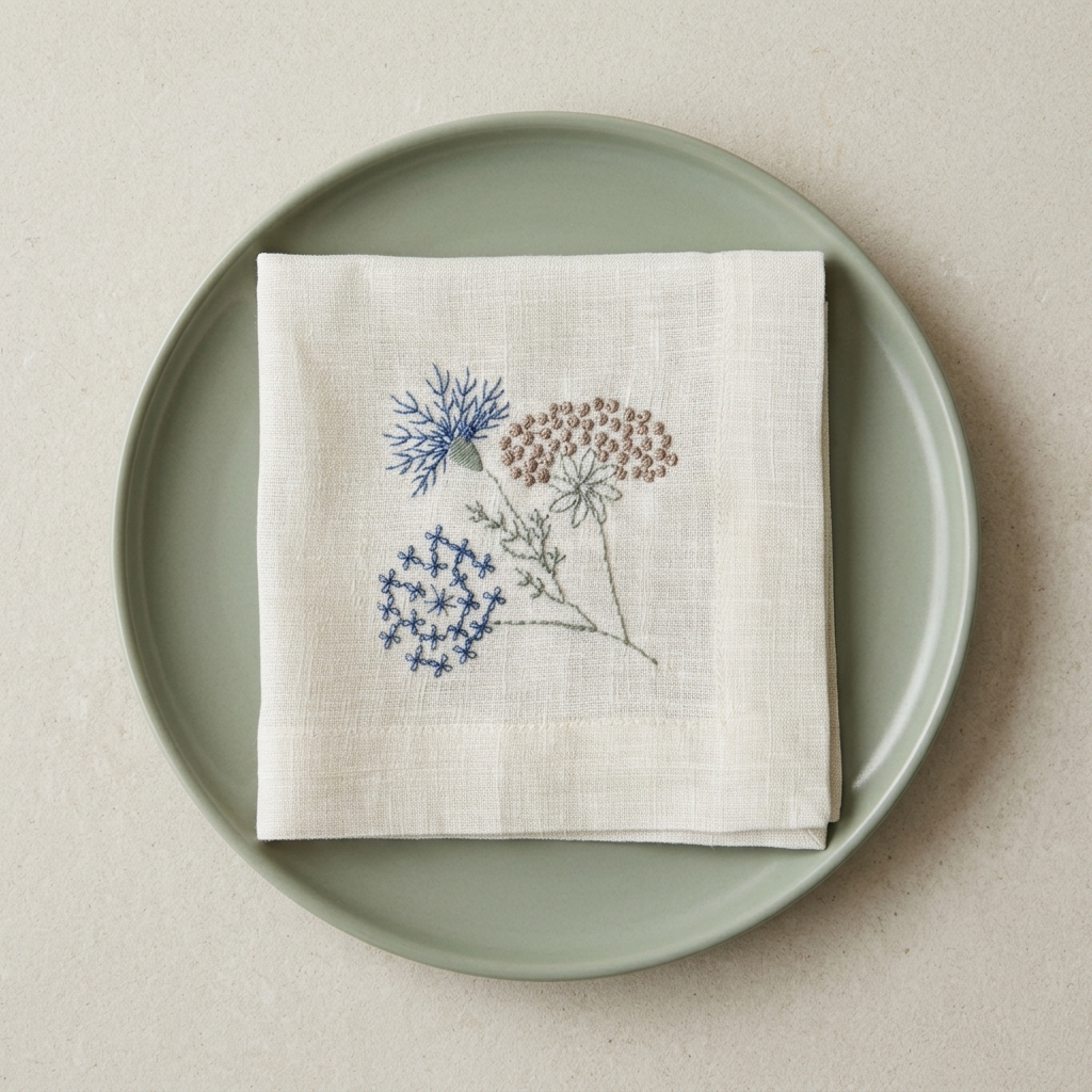 Le bouquet Napkin - Mimi Linens - 100% pure linen for table and dining - Luxury tablecloth -Luxury  table Linens - مفرش سفره - كتان طبيعي - مفارش كتان - home linens
