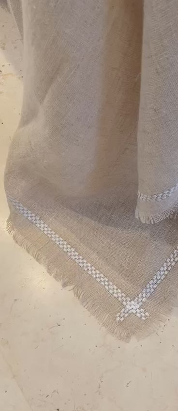 Embroidered French Plaid Tablecloth