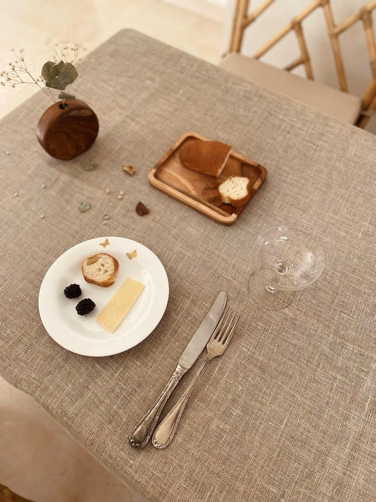 Plain Linen Jute Tablecloth