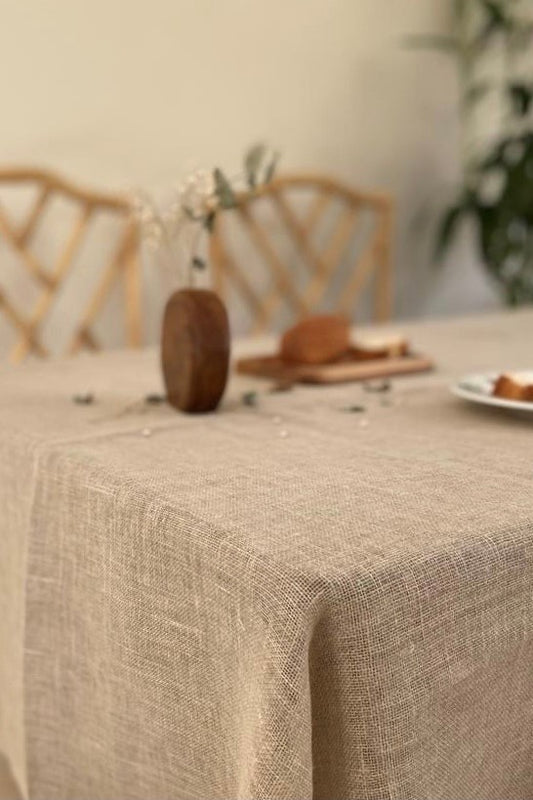 Plain Linen Jute Tablecloth