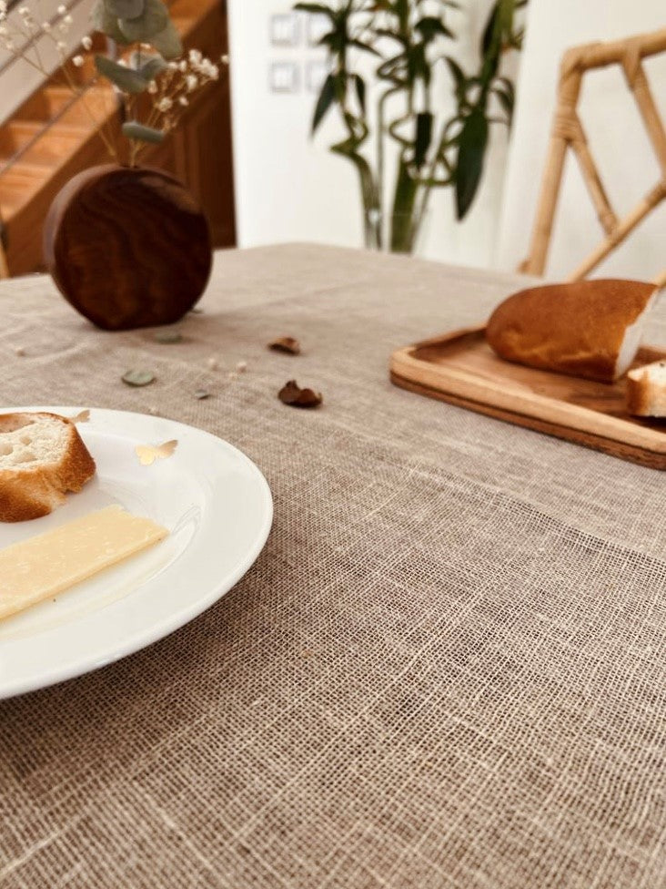 Plain Linen Jute Tablecloth